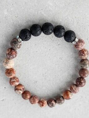 Leopard Jasper essential oil diffuser aromatherapy bead bracelet Handmade NWT